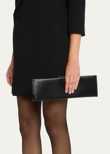 Saint Laurent Midnight Large Pochette Clutch Bag in Leather | Thumbnail 2
