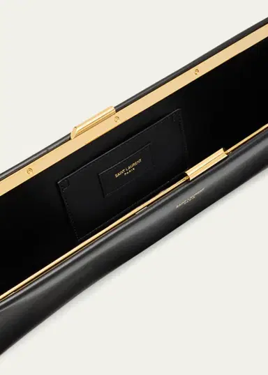 Saint Laurent Midnight Large Pochette Clutch Bag in Leather | Thumbnail 4