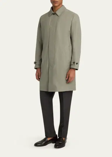 Brioni Men's Silk Cloud Button-Front Car Coat | Thumbnail 2