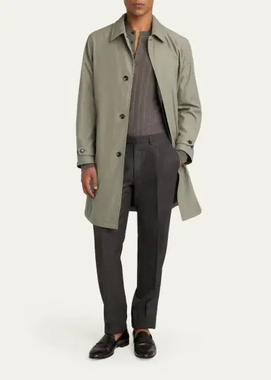 Brioni Men's Silk Cloud Button-Front Car Coat | Thumbnail 4