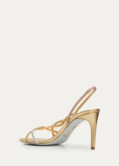 René Caovilla Three-Tone Crystal Satin Braid Halter Sandals | Thumbnail 2 René Caovilla Three-Tone Crystal Satin Braid Halter Sandals | Thumbnail 2