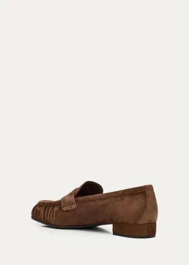Prada Suede Ruched-Toe Penny Loafers | Thumbnail 2 Prada Suede Ruched-Toe Penny Loafers | Thumbnail 2