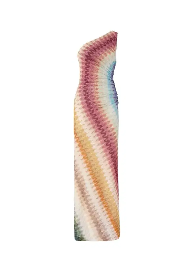 Missoni One-Shoulder Metallic Zigzag Crochet Maxi Dress
