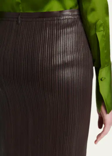 Tom Ford Fluted Leather Midi Skirt | Thumbnail 5