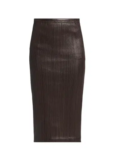 Tom Ford Fluted Leather Midi Skirt | Thumbnail 1