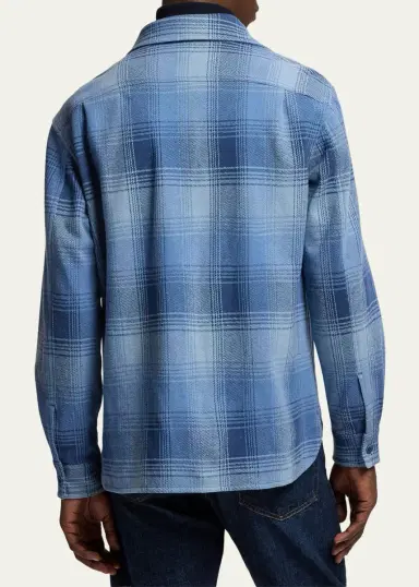 Ralph Lauren Purple Label Men's Plaid Stretch Cotton-Cashmere Shirt | Thumbnail 3 Ralph Lauren Purple Label Men's Plaid Stretch Cotton-Cashmere Shirt | Thumbnail 3