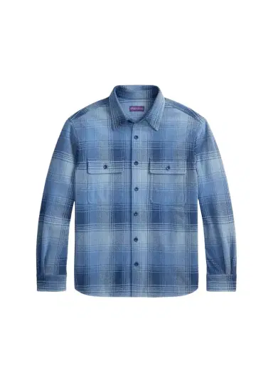 Ralph Lauren Purple Label Men's Plaid Stretch Cotton-Cashmere Shirt | Thumbnail 1 Ralph Lauren Purple Label Men's Plaid Stretch Cotton-Cashmere Shirt | Thumbnail 1