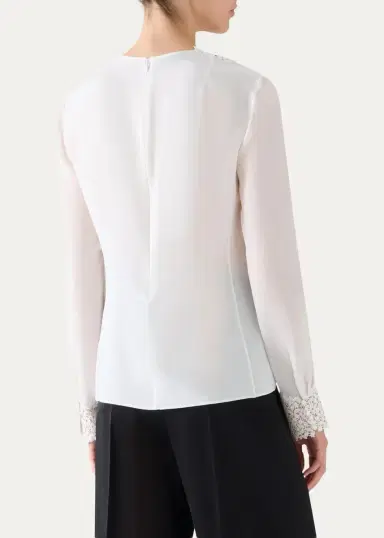 Akris Lace V-Neck Long-Sleeve Blouse | Thumbnail 3 Akris Lace V-Neck Long-Sleeve Blouse | Thumbnail 3