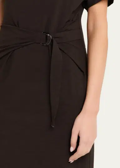 Brunello Cucinelli Wrap-Waist Midi Dress w/ Monili | Thumbnail 5 Brunello Cucinelli Wrap-Waist Midi Dress w/ Monili | Thumbnail 5