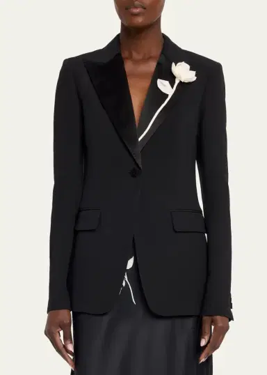 Lafayette 148 New York Floral Applique Peak-Lapel Blazer | Thumbnail 4
