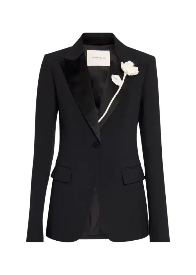 Lafayette 148 New York Floral Applique Peak-Lapel Blazer