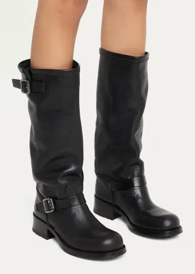 Prada 40mm Shard Leather Knee-High Moto Boots | Thumbnail 2 Prada 40mm Shard Leather Knee-High Moto Boots | Thumbnail 2