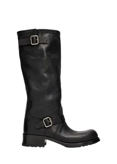 Prada 40mm Shard Leather Knee-High Moto Boots | Thumbnail 1 Prada 40mm Shard Leather Knee-High Moto Boots | Thumbnail 1
