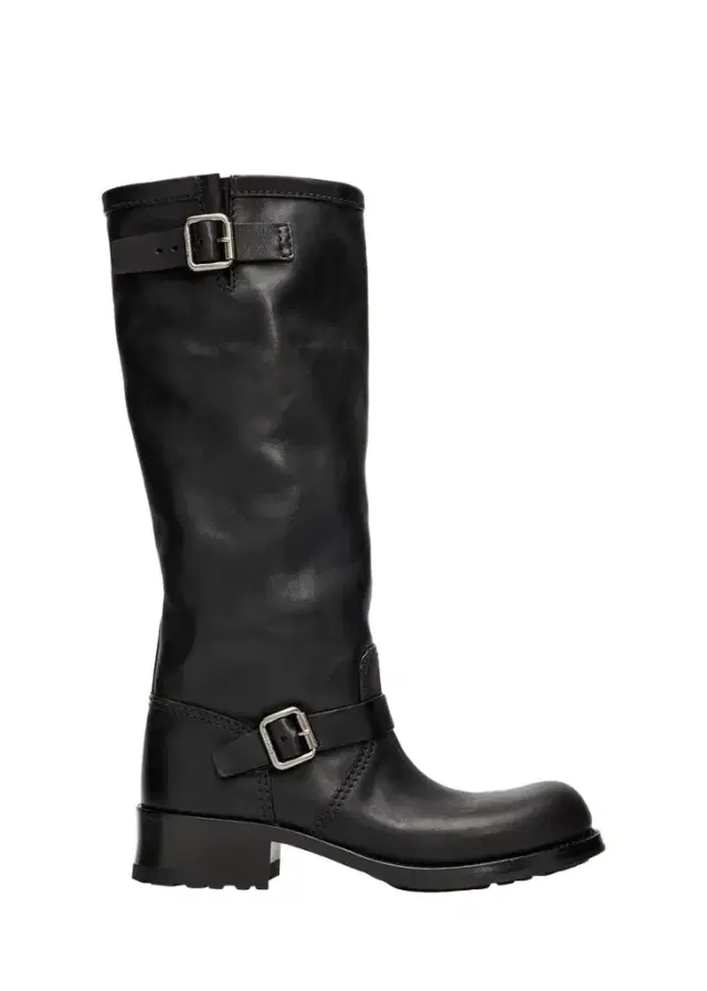 Prada 40mm Shard Leather Knee-High Moto Boots