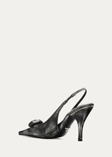 Prada 95mm Rosette Distressed Leather Slingback Pumps | Thumbnail 4 Prada 95mm Rosette Distressed Leather Slingback Pumps | Thumbnail 4