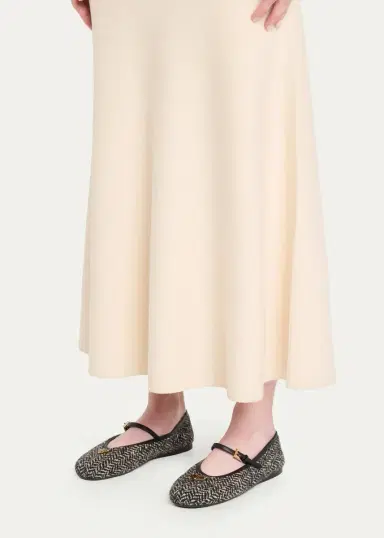 Prada Triangle Logo Tweed Chevron Mary Jane Ballerina Flats | Thumbnail 2