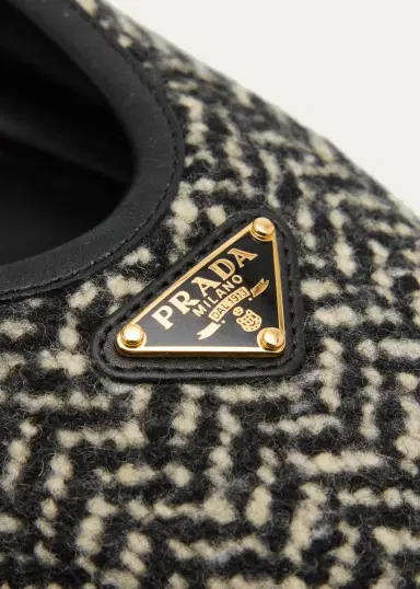 Prada Triangle Logo Tweed Chevron Mary Jane Ballerina Flats | Thumbnail 5