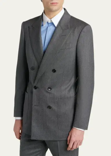 Tom Ford Men's Atticus Wool Melange Double-Breasted Sport Coat | Thumbnail 4 Tom Ford Men's Atticus Wool Melange Double-Breasted Sport Coat | Thumbnail 4