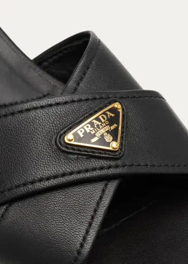 Prada 65mm Triangle Logo Crisscross Leather Platform Sandals | Thumbnail 5