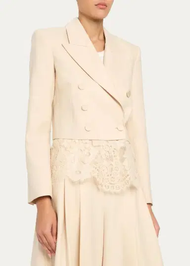 Zimmermann Lace-Trim Wool-Blend Double-Breasted Jacket | Thumbnail 4 Zimmermann Lace-Trim Wool-Blend Double-Breasted Jacket | Thumbnail 4