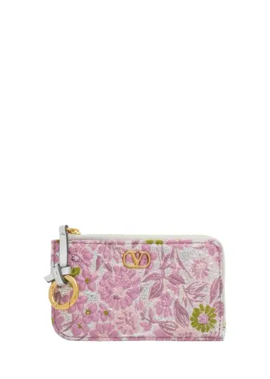 Valentino Garavani VLogo Metallic Floral Coin Purse | Thumbnail 1 Valentino Garavani VLogo Metallic Floral Coin Purse | Thumbnail 1