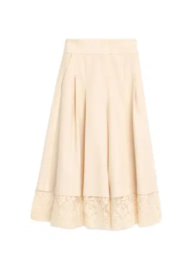 Zimmermann Valiant Lace-Hem Stretch-Wool Skirt | Thumbnail 1 Zimmermann Valiant Lace-Hem Stretch-Wool Skirt | Thumbnail 1