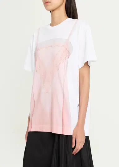 Simone Rocha Slip Dress Trompe L'oeil Print Short-Sleeve T-Shirt | Thumbnail 4