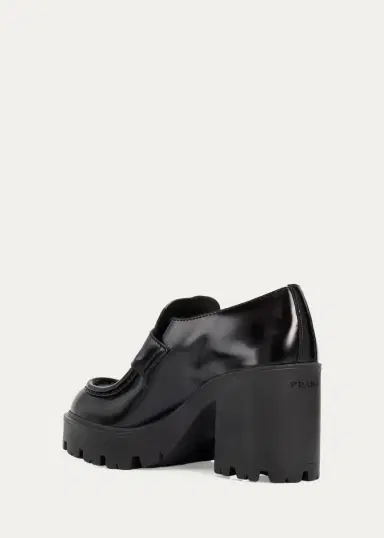 Prada 85mm Triangle Logo Leather Platform Loafers | Thumbnail 4 Prada 85mm Triangle Logo Leather Platform Loafers | Thumbnail 4
