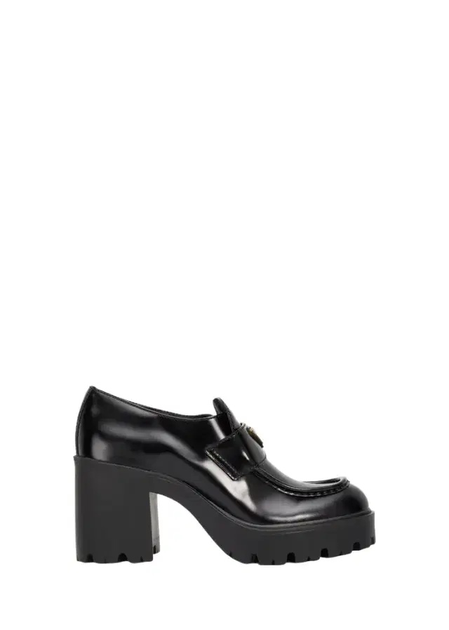 Prada 85mm Triangle Logo Leather Platform Loafers