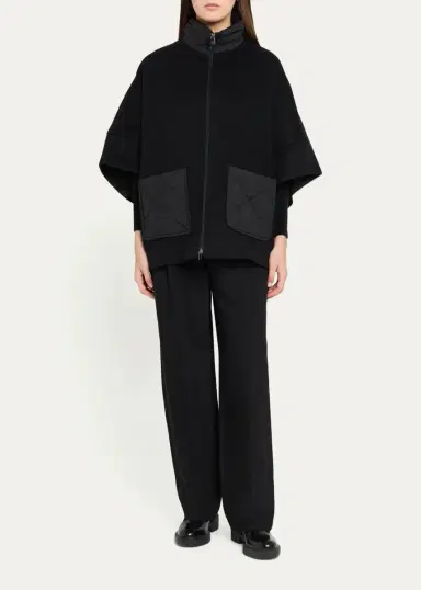 Cinzia Rocca Wool Cape with Quilted Pockets | Thumbnail 2