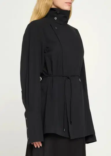 Issey Miyake Monsieur Belted Cotton Poplin Double-Breasted Shirt | Thumbnail 4 Issey Miyake Monsieur Belted Cotton Poplin Double-Breasted Shirt | Thumbnail 4