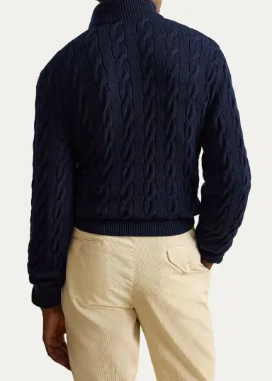 Ralph Lauren Purple Label Men's Cable-Knit Cashmere Mockneck Sweater | Thumbnail 3