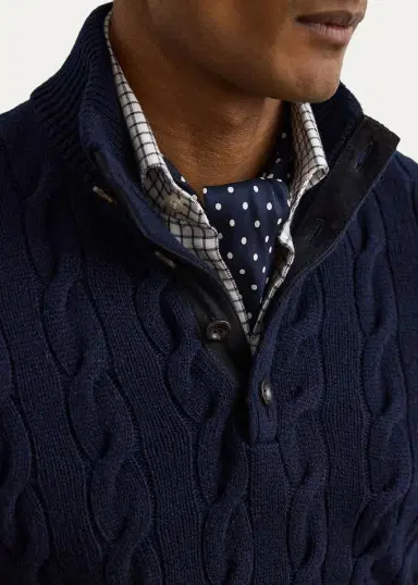 Ralph Lauren Purple Label Men's Cable-Knit Cashmere Mockneck Sweater | Thumbnail 5