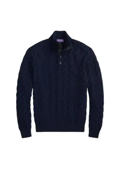 Ralph Lauren Purple Label Men's Cable-Knit Cashmere Mockneck Sweater | Thumbnail 1