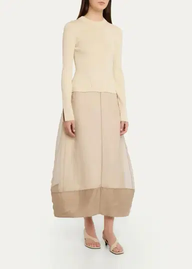 Simkhai Maril Mixed Media Bubble Midi Dress | Thumbnail 4 Simkhai Maril Mixed Media Bubble Midi Dress | Thumbnail 4