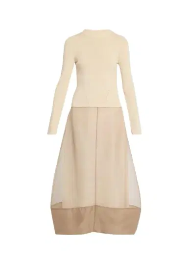 Simkhai Maril Mixed Media Bubble Midi Dress | Thumbnail 1 Simkhai Maril Mixed Media Bubble Midi Dress | Thumbnail 1