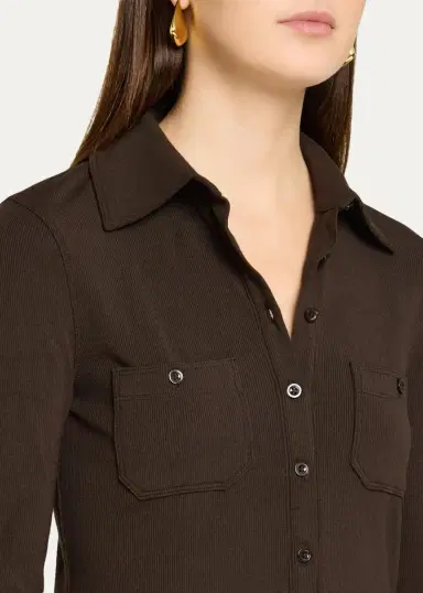 Frame The Pocket Rib-Knit Polo Shirt | Thumbnail 5
