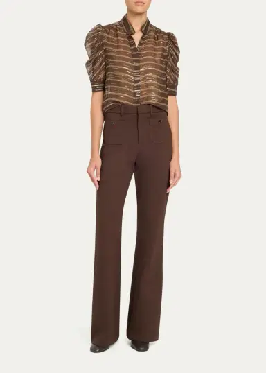 Frame The Gillian Striped Silk-Blend Top | Thumbnail 2 Frame The Gillian Striped Silk-Blend Top | Thumbnail 2
