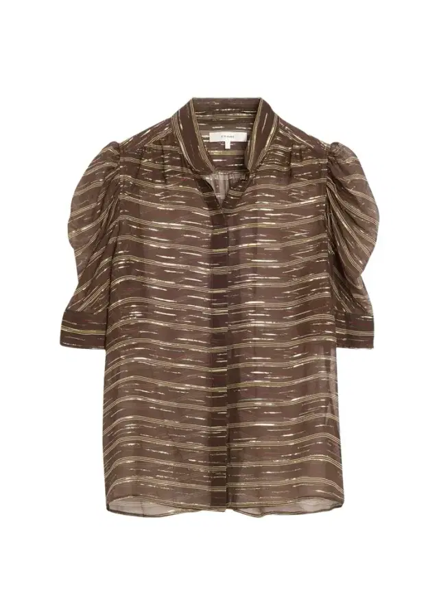 Frame The Gillian Striped Silk-Blend Top