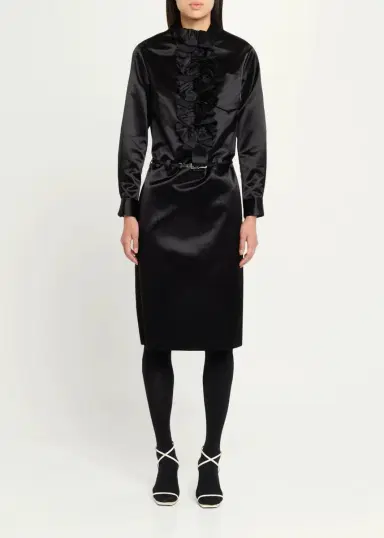 Marc Jacobs Runway Ruffled Satin Knee-Length Dress | Thumbnail 2