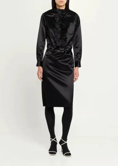 Marc Jacobs Runway Ruffled Satin Knee-Length Dress | Thumbnail 4