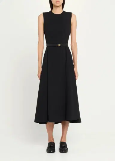 Burberry Amelia Sleeveless Belted Wool Twill Midi Dress | Thumbnail 2 Burberry Amelia Sleeveless Belted Wool Twill Midi Dress | Thumbnail 2