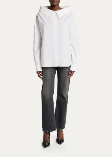 Balenciaga Stola Oversized-Collar Poplin Shirt | Thumbnail 2 Balenciaga Stola Oversized-Collar Poplin Shirt | Thumbnail 2