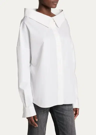 Balenciaga Stola Oversized-Collar Poplin Shirt | Thumbnail 4 Balenciaga Stola Oversized-Collar Poplin Shirt | Thumbnail 4