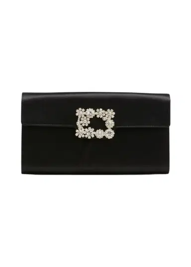 Roger Vivier Crystal Buckle Satin Clutch Bag | Thumbnail 1 Roger Vivier Crystal Buckle Satin Clutch Bag | Thumbnail 1