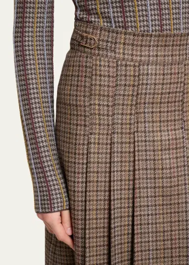 Gabriela Hearst Wesley Houndstooth Pleated Midi Skirt | Thumbnail 5