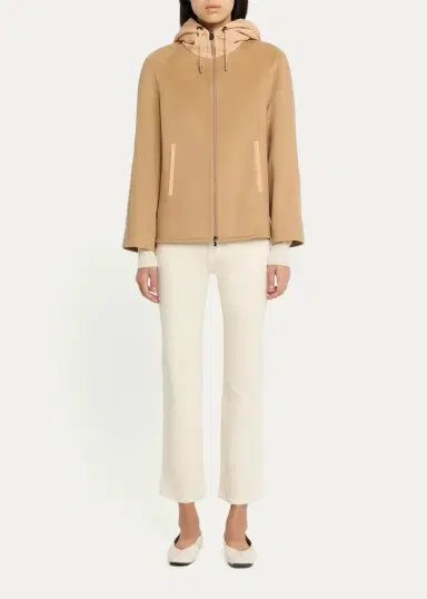 Cinzia Rocca Short Wool Jacket with Quilted Hood and Back | Thumbnail 2