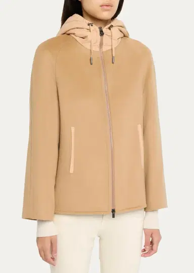 Cinzia Rocca Short Wool Jacket with Quilted Hood and Back | Thumbnail 4