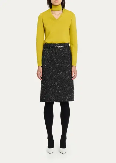 Marc Jacobs Runway Virgin Wool-Blend Belted Midi Skirt | Thumbnail 2 Marc Jacobs Runway Virgin Wool-Blend Belted Midi Skirt | Thumbnail 2