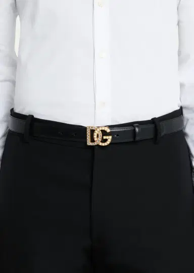 Dolce & Gabbana Embellished Pearly Interlocking DG Leather Belt | Thumbnail 3 Dolce & Gabbana Embellished Pearly Interlocking DG Leather Belt | Thumbnail 3